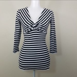 Guess Striped V-Neck Sweater Size M